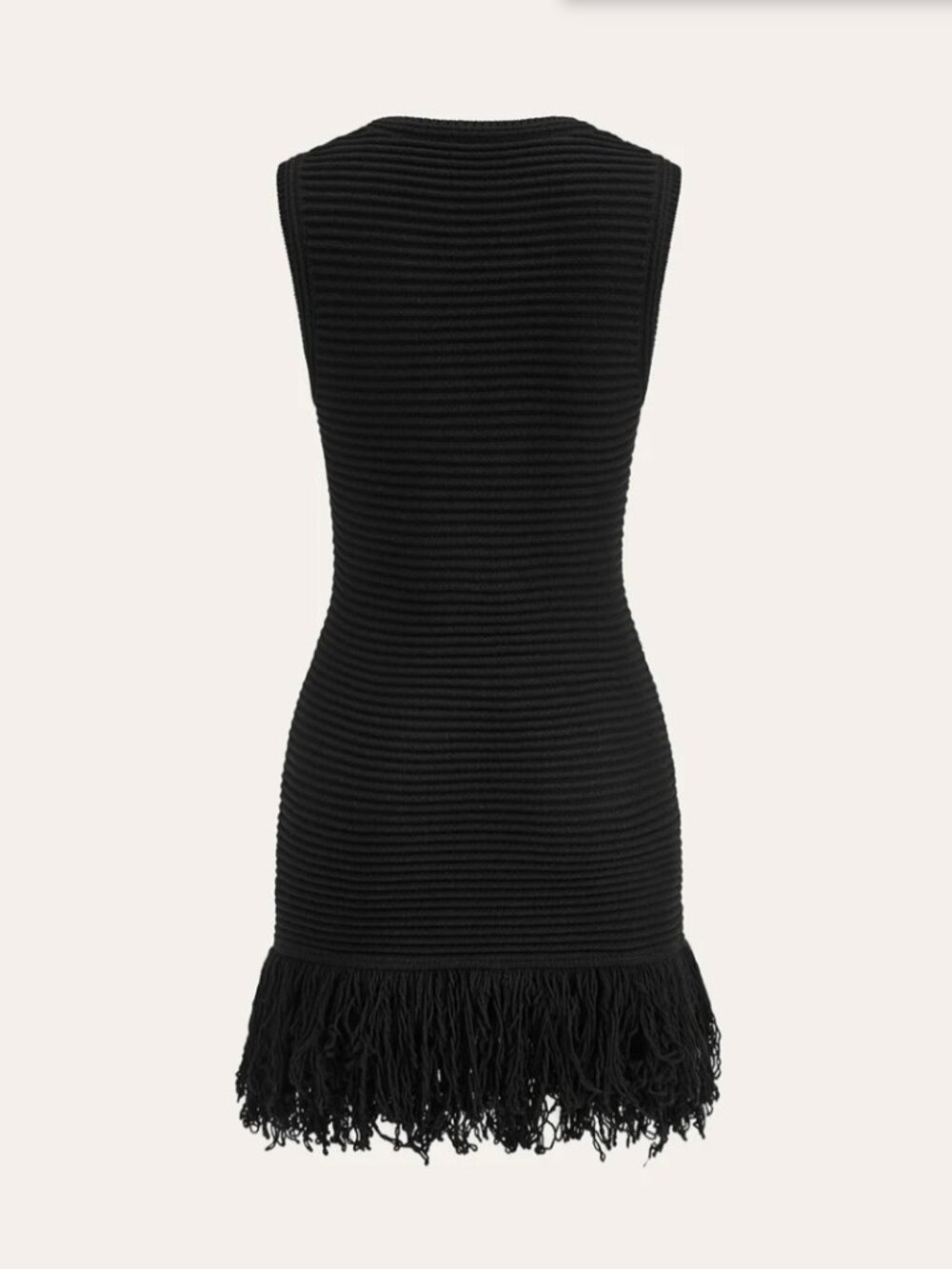 Commense Sleeveless Fringe Hem Sweater Dress